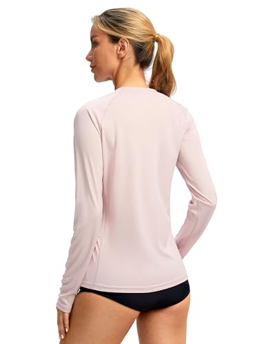 Viodia Rash Guard for Women UPF 50+ SPF UV Long Sleeve Shirts Sun Protection Quick Dry Hiking Swim Shirt with Pockets Pink M - Image 2