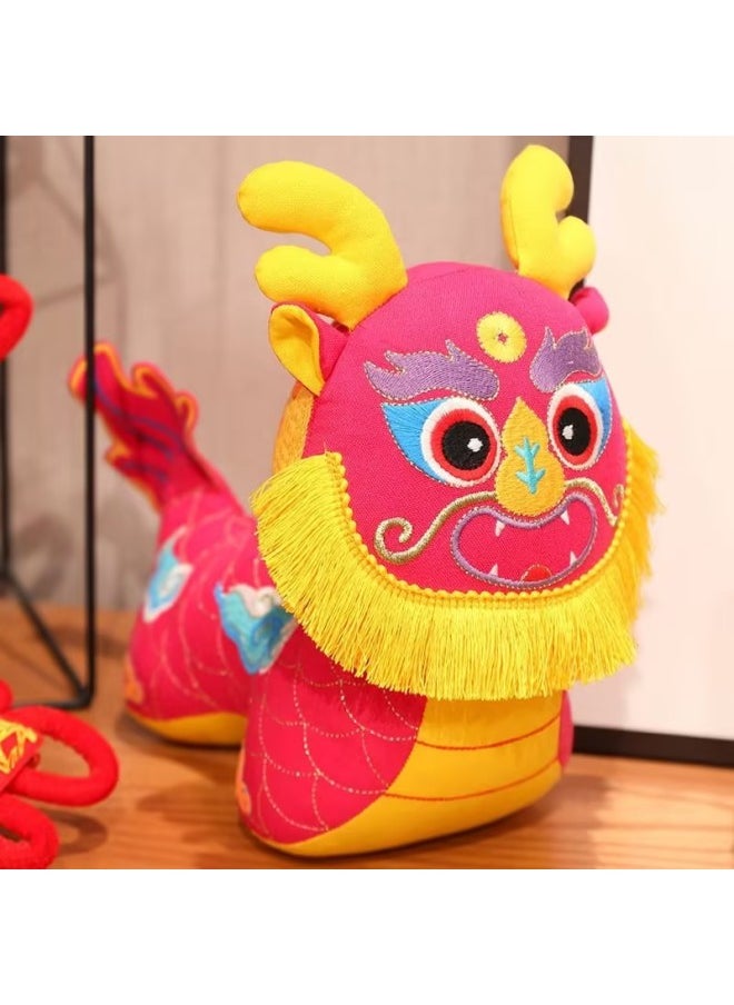 Lucky Dragon Year Plush Toy Doll Zodiac Series Company Event Gift Stock Available Soft PP Cotton Filled Animal Figurine-Color:Good Luck Auspicious Dragon-Powder-Height:15cm  - Image 1