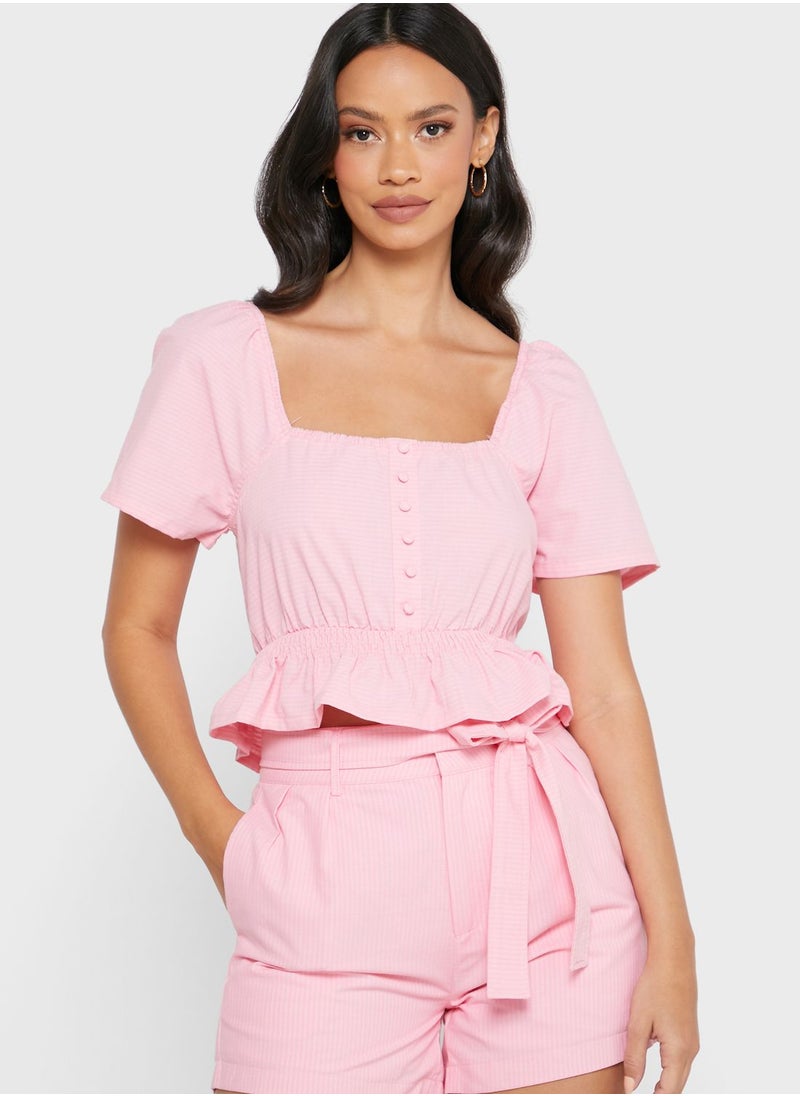 LOST INK Square Neck Elastic Waist Top  - Image 1