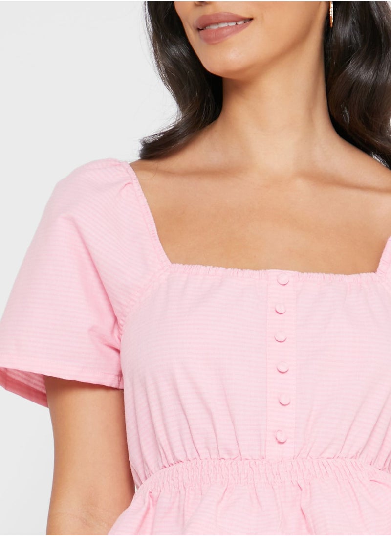 LOST INK Square Neck Elastic Waist Top  - Image 3