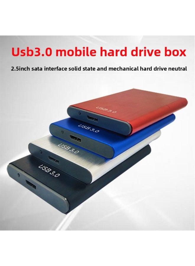 Aluminum USB3.0 Mobile Hard Disk Box 2.5 Inch SATA Hard Disk To USB3.0 Hard Disk Box Mechanical Solid State Hard Disk Box-Color:Black
