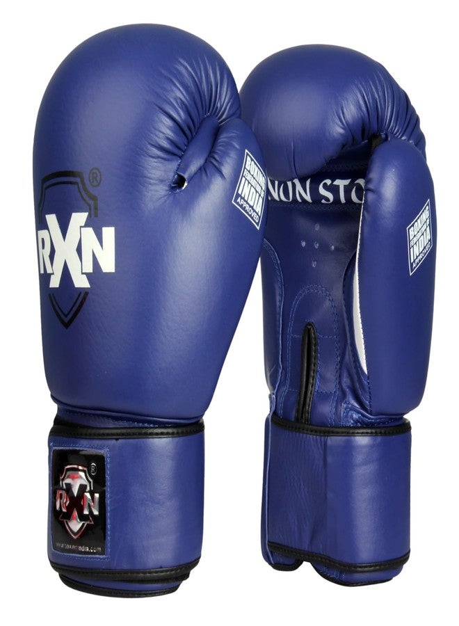 RXN Non-Stop Amateur World Star Competition Boxing Gloves All Leather (Blue-12oz) - Image 1