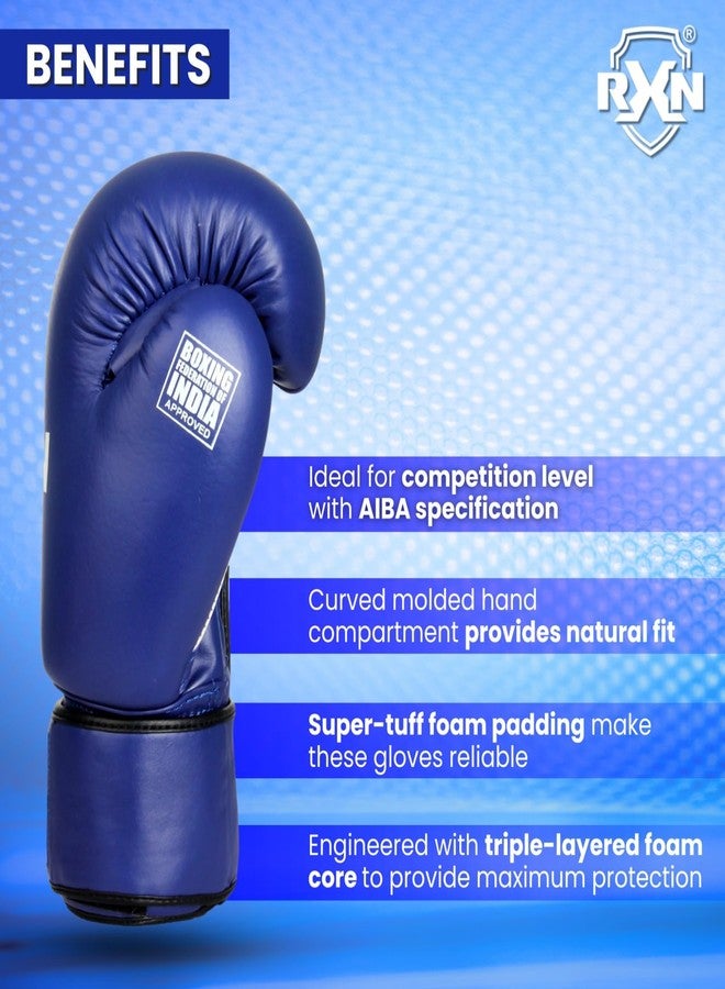 RXN Non-Stop Amateur World Star Competition Boxing Gloves All Leather (Blue-12oz) - Image 3