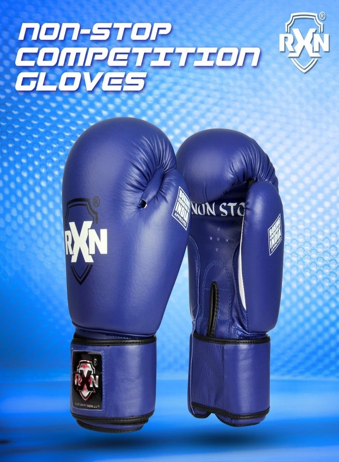 RXN Non-Stop Amateur World Star Competition Boxing Gloves All Leather (Blue-12oz) - Image 2