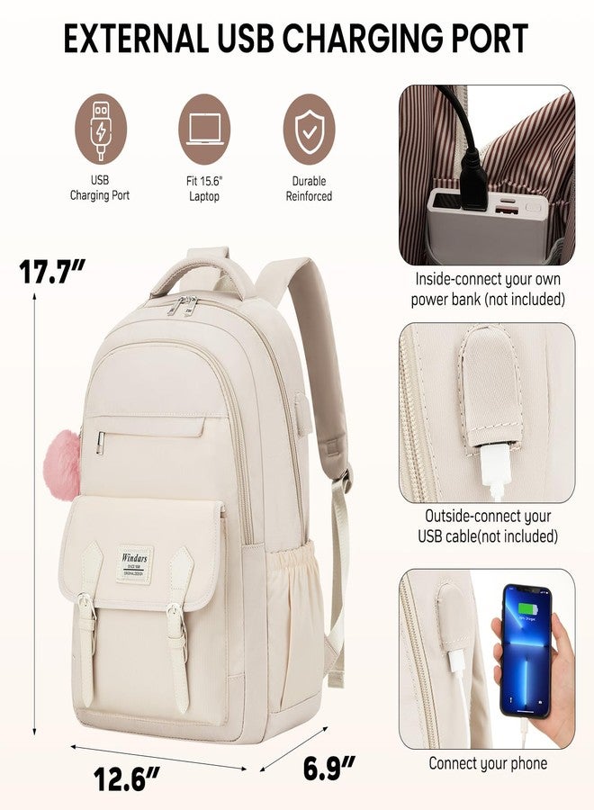 WINDARS Work Backpack for Travel Leisure for Women Men Trip, Beige, 15.6 inch, Modern, Minimalist - Image 3