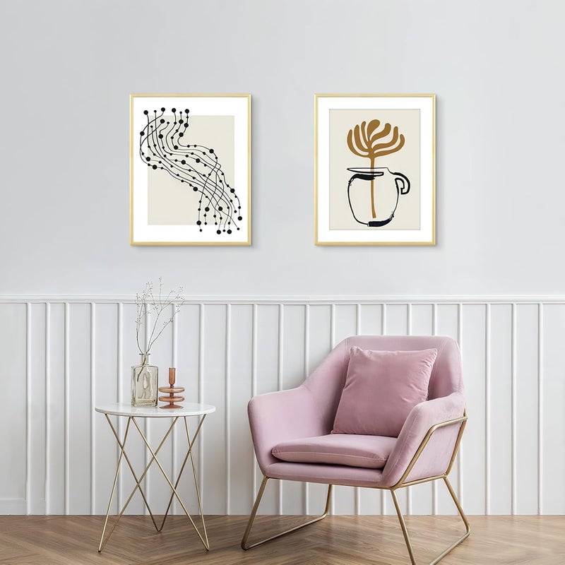 ATOBART إطار صور، قطعتان 40x50 إطار صور معدني - 40x50 إطارات صور ألومنيوم مع حشوة قابلة للإزالة 30x40سم للتعليق على الحائط والطاولة، ذهبي - Image 3
