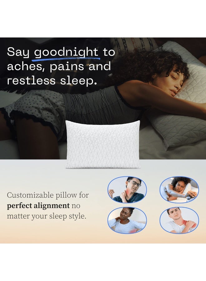 Coop Home Goods Original Loft  King Size Bed Pillows For Sleeping - Adjustable Cross Cut Memory Foam Pillows - Medium Firm For Back  Stomach And Side Sleeper - Certipur-Us Greenguard Gold  - Image 2