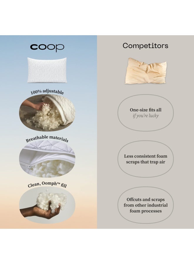 Coop Home Goods Original Loft  King Size Bed Pillows For Sleeping - Adjustable Cross Cut Memory Foam Pillows - Medium Firm For Back  Stomach And Side Sleeper - Certipur-Us Greenguard Gold  - Image 5