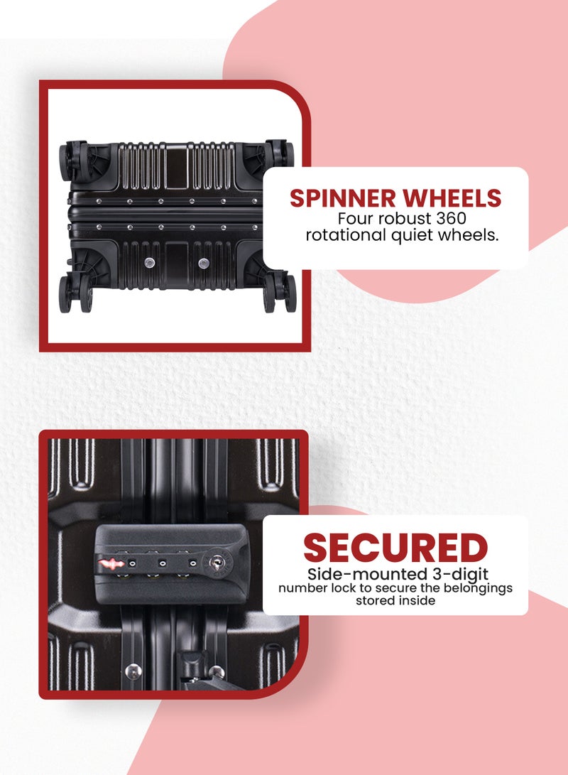 ستارجولد حقيبة الأمتعة TPC حقيبة جانبية صلبة عجلات قابلة للدوران 360 درجة وحقيبة سفر بنظام قابل للقفل - Image 3