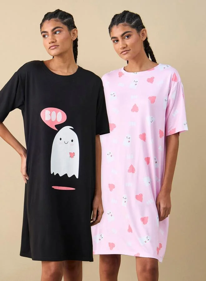 Splash FAV Set of 2 - Printed Sleepshirt with Short Sleeves