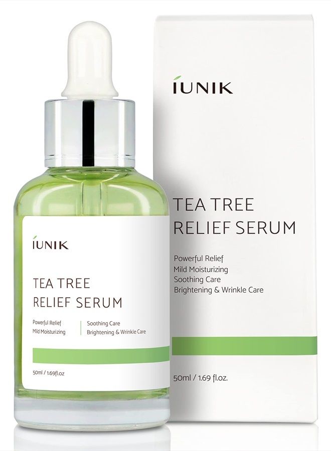 iUNIK Tea Tree 67% Relief Vegan Facial Serum for Clear & Balanced Skin - Plant-based Ingredients w/Centella Asiatica for Soothing, Calming, Irritated Skin - Korean Skincare for Sensitive Oily Skin - Image 1