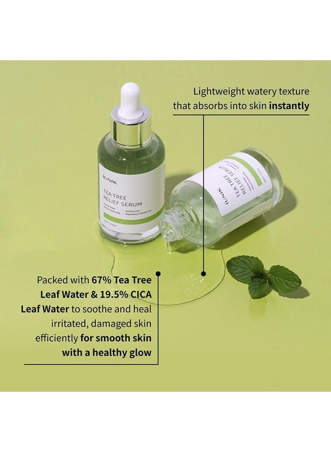 iUNIK Tea Tree 67% Relief Vegan Facial Serum for Clear & Balanced Skin - Plant-based Ingredients w/Centella Asiatica for Soothing, Calming, Irritated Skin - Korean Skincare for Sensitive Oily Skin - Image 4