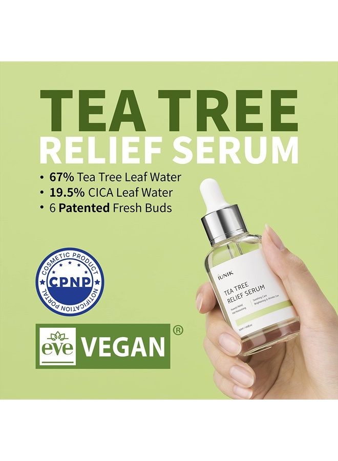 iUNIK Tea Tree 67% Relief Vegan Facial Serum for Clear & Balanced Skin - Plant-based Ingredients w/Centella Asiatica for Soothing, Calming, Irritated Skin - Korean Skincare for Sensitive Oily Skin - Image 2