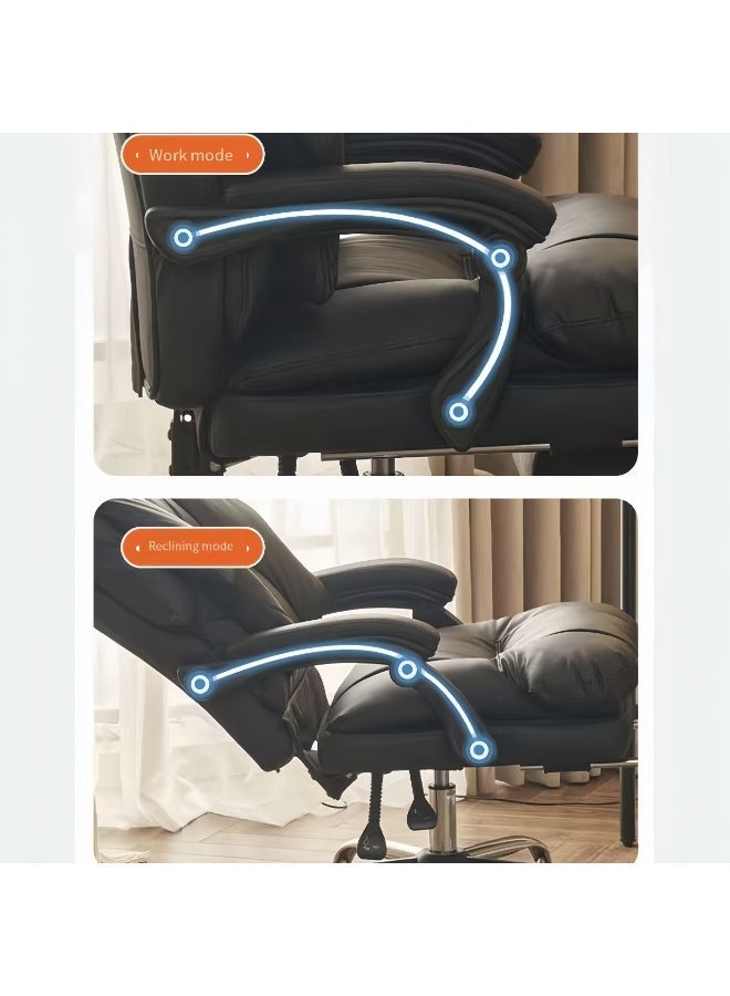 Big and Tall Office Chair with Footrest, PU Leather High Back Executive Office Chair 150KG, Ergonomic Computer Chairs Lumbar Support for Heavy People (All Black) - Image 4