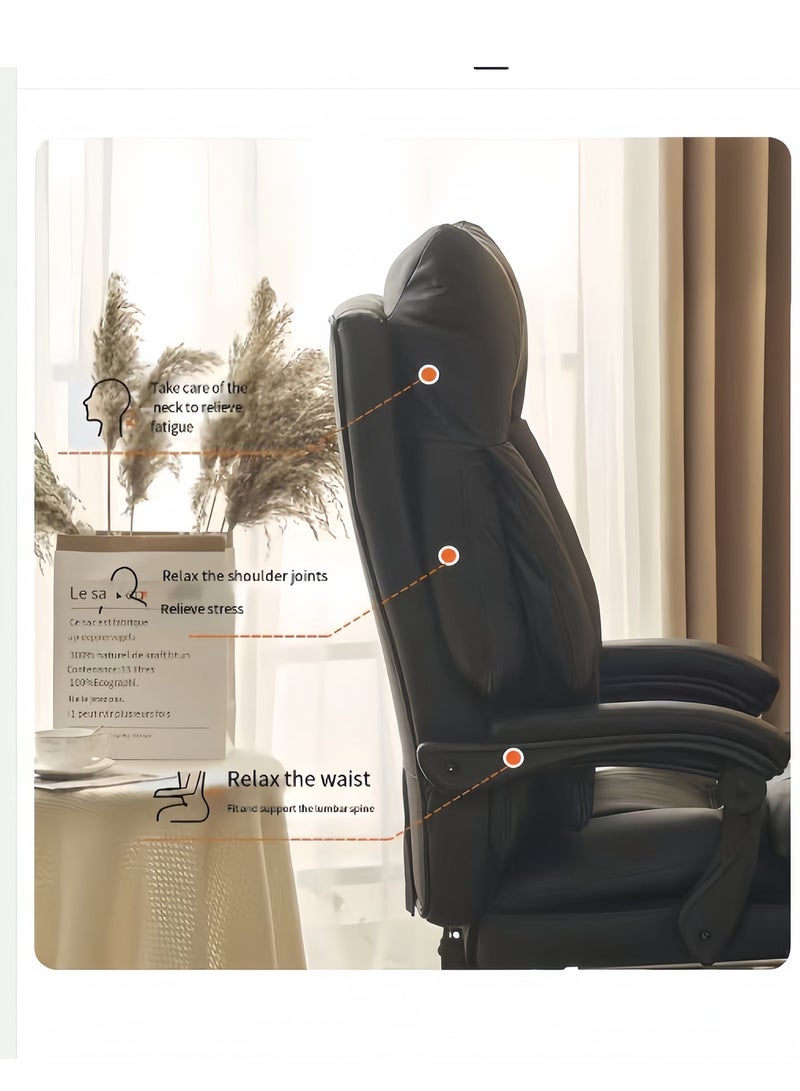 Big and Tall Office Chair with Footrest, PU Leather High Back Executive Office Chair 150KG, Ergonomic Computer Chairs Lumbar Support for Heavy People (All Black) - Image 5