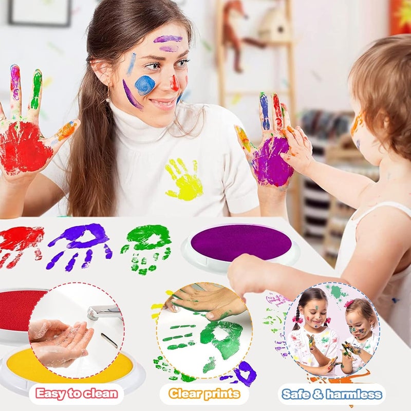 Big Gun 7" Large Ink Pads for Kids - Handprint Footprint Size Rainbow Stamps Pad, Safe & Washable Ink Pad for Fingerprint Painting Card Making Stamp Crafting Paper Wood Fabric Scrapbook Kids Birthday Gifts - Image 3