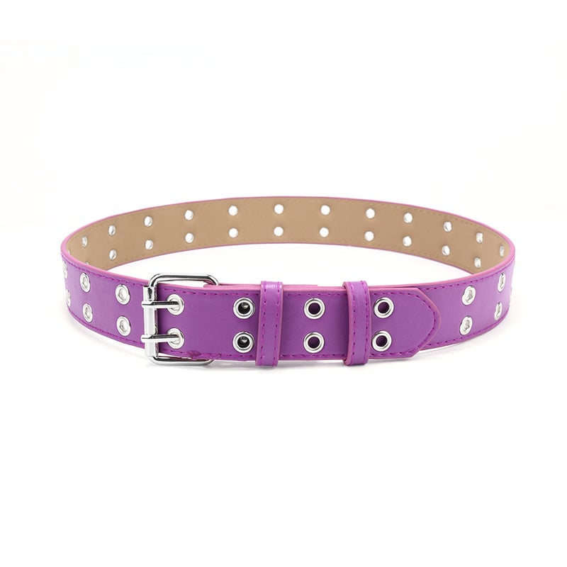 Kids Punk Belt Double Grommet Jeans Accessory Purple