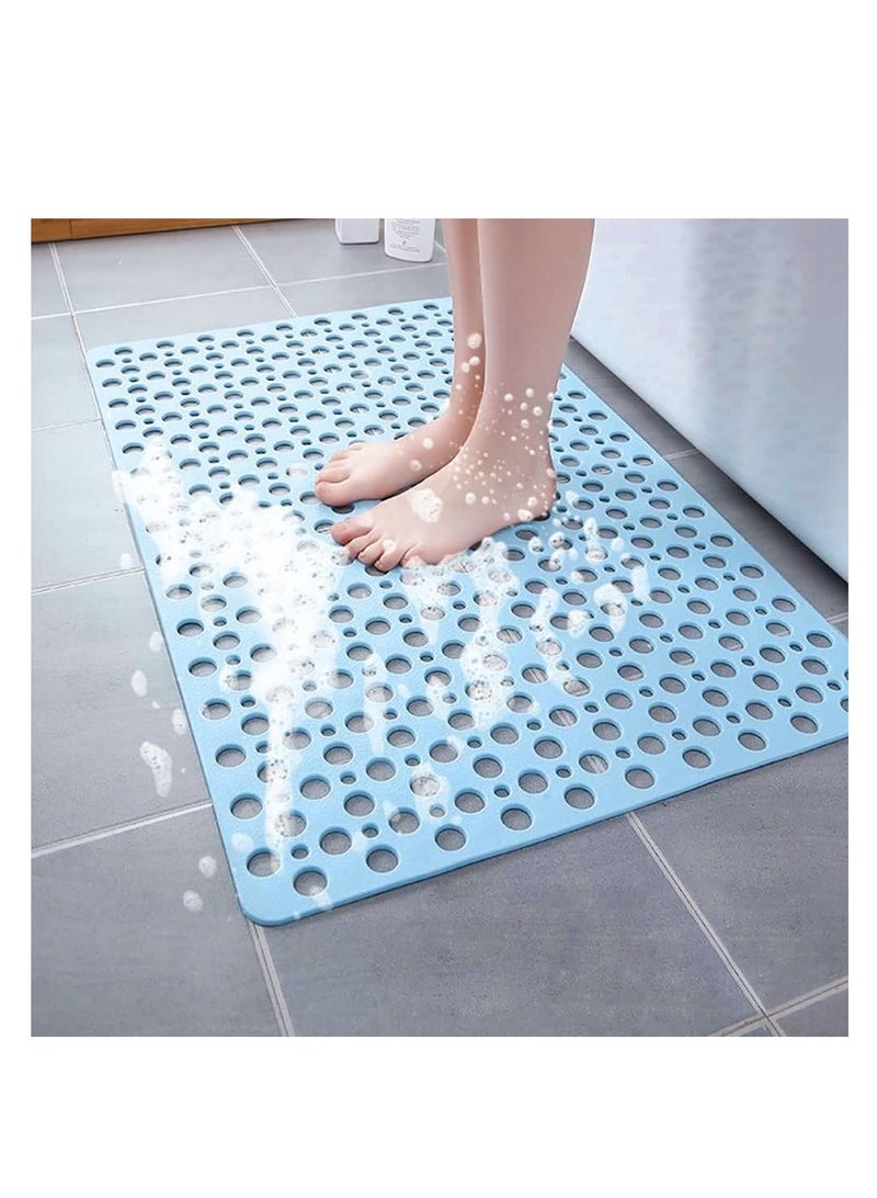 Non-Slip Bath Mat, Soft TPE Shower Mat with Suction Cups and Drain Holes, Bathroom Anti-Slip Mat for Shower, Bathtub (120 * 80cm, Grey) - Image 3