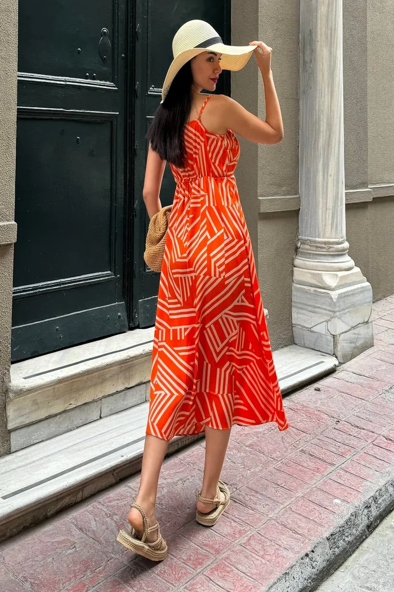 For You Moda Geometric Print Dress