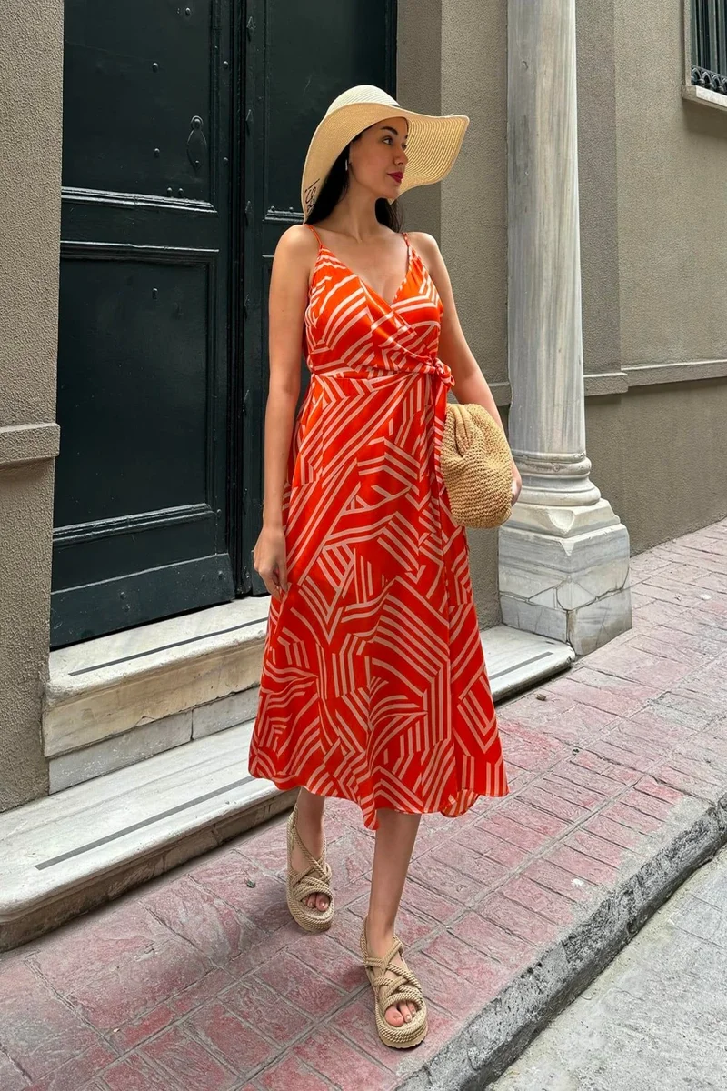 For You Moda Geometric Print Dress