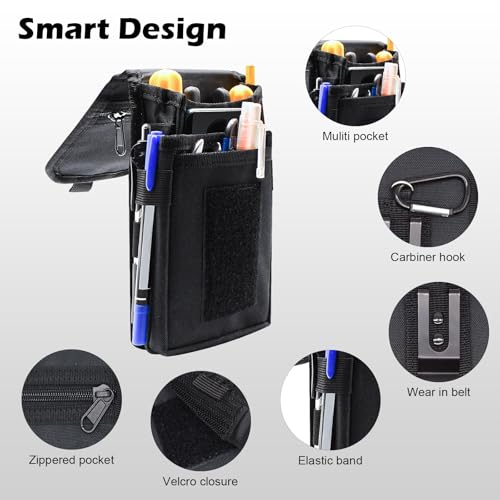 KATOLK Belt Tool Pouch, Tactical Utility Organizer with Cell Phone Holder, Durable Heavy-Duty 1000D Nylon EDC Multitool Holster with Multi-Pockets for Electricians, Handymen, Work, Hiking, Daily Use - Image 4