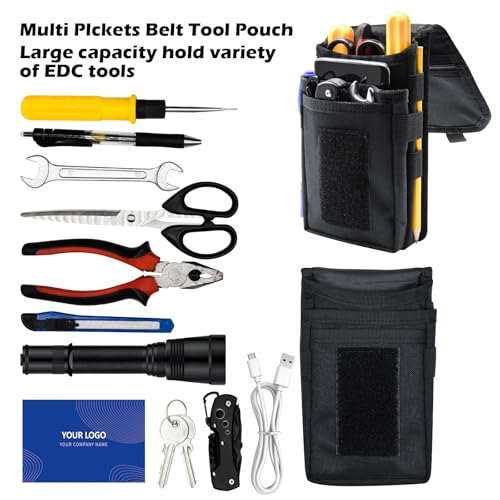 KATOLK Belt Tool Pouch, Tactical Utility Organizer with Cell Phone Holder, Durable Heavy-Duty 1000D Nylon EDC Multitool Holster with Multi-Pockets for Electricians, Handymen, Work, Hiking, Daily Use - Image 2