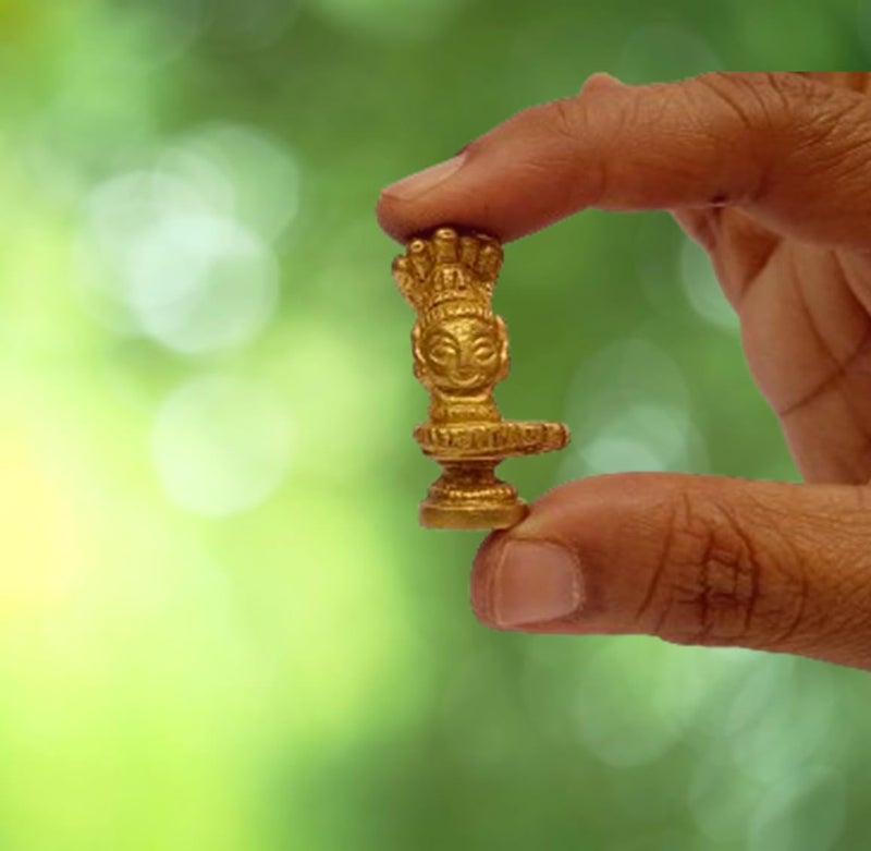 Purpledip Rare Miniature Brass Siva Mukhalingam: Unique Collectible Gold Finish Statue (12144) - Image 4