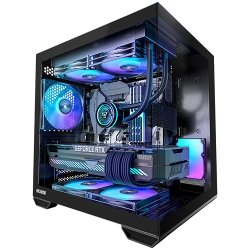 Okinos MATX PC Case, Top 240mm Radiator Support, 5 PCIe Slots for Max GPU Cooling, Extra Space for 160mm PSU & Easy Cable Management, 3×120mm ARGB Fan with Controller (Non-PWM), Type-C, Mirage 4 Black