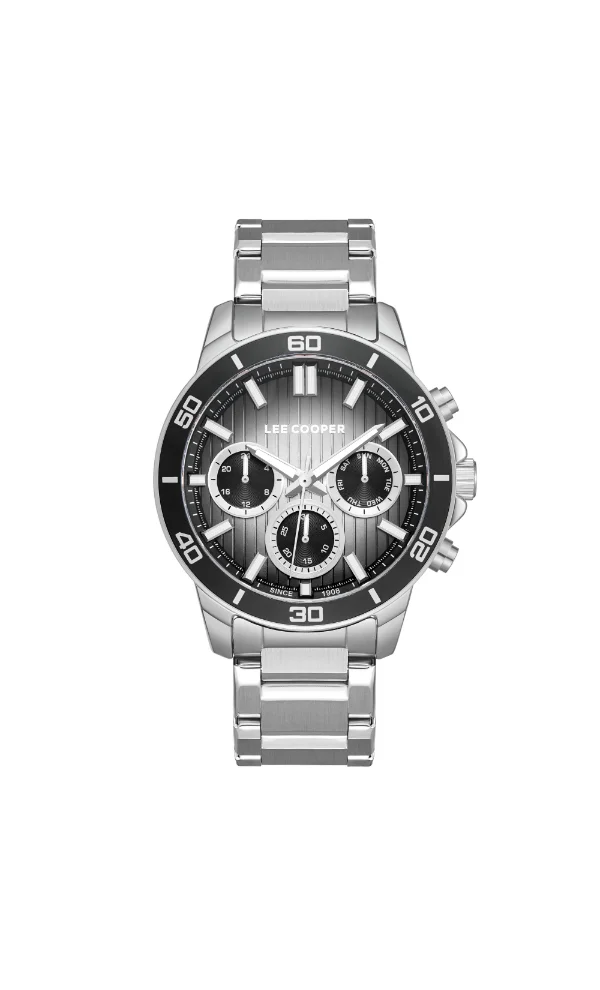 Lee Cooper LEE COOPER LC08106.350 Men's Multi Function Display Watch & Metal Strap Silver