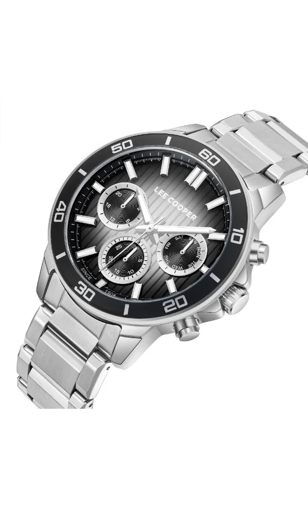 Lee Cooper LEE COOPER LC08106.350 Men's Multi Function Display Watch & Metal Strap Silver