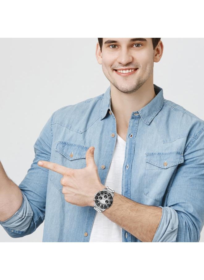 Lee Cooper - LEE COOPER LC08106.350 Men's Multi Function Display Watch & Metal Strap Silver - Image 1