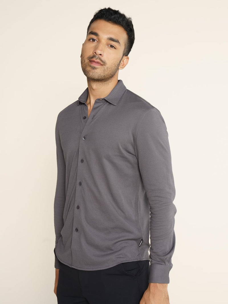 DAMENSCH Constant Cotton Thermoregulating Pique Full Shirts-Pack of 1-Blackened Pearl-Medium - Image 5