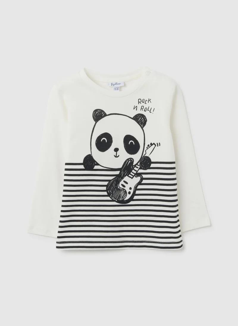 Ovs MULTICOLOUR STRIPED COTTON T-SHIRT FOR CHILDREN, REGULAR FIT