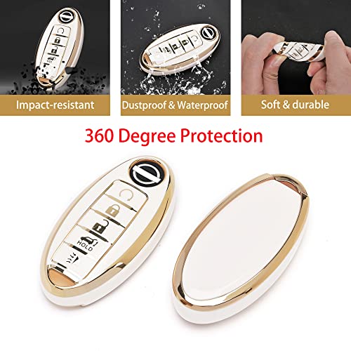 JAMCARI for Nissan Key Fob Cover - 4/5 Button Soft TPU Protection Car Key Case Shell for Nissan Altima Maxima Rogue Armada Sentra 370z Pathfinder Murano (White) - Image 3