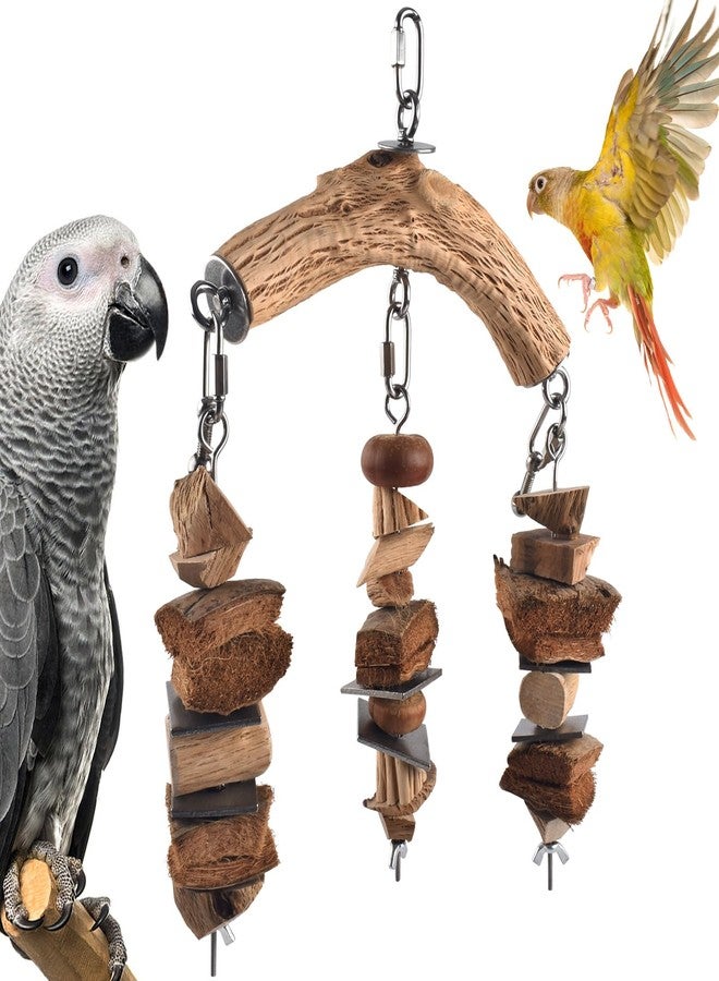 DBNESS Bird Parrot Toys, Large Birds Wooden Chew Blocks with Stainless Steel Cage Hanging Bite Toy for Macaws, African Greys, Cokatoos, Amazon Parrots and Small Medium Parakeets - Image 1