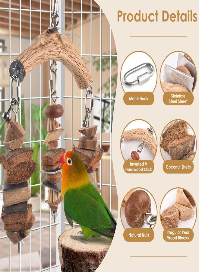 DBNESS Bird Parrot Toys, Large Birds Wooden Chew Blocks with Stainless Steel Cage Hanging Bite Toy for Macaws, African Greys, Cokatoos, Amazon Parrots and Small Medium Parakeets - Image 3