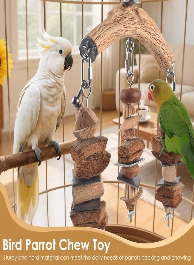 DBNESS Bird Parrot Toys, Large Birds Wooden Chew Blocks with Stainless Steel Cage Hanging Bite Toy for Macaws, African Greys, Cokatoos, Amazon Parrots and Small Medium Parakeets - Image 5