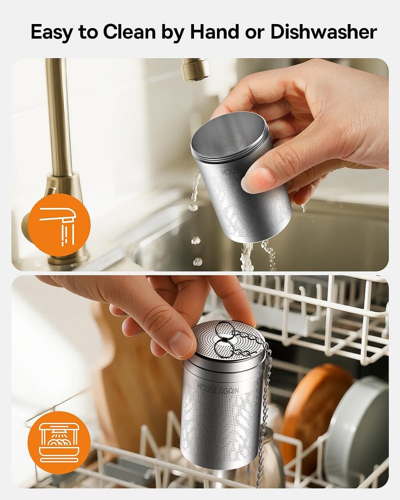 HOUSE AGAIN Tea Strainers for Loose Tea, Extra Fine Mesh Tea Infuser, Updated Slim Threaded Lid & 304 Stainless Steel, Tea Ball Filter Bags Diffusers, Loose Leaf Tea Steeper for Brew Spices - Image 2