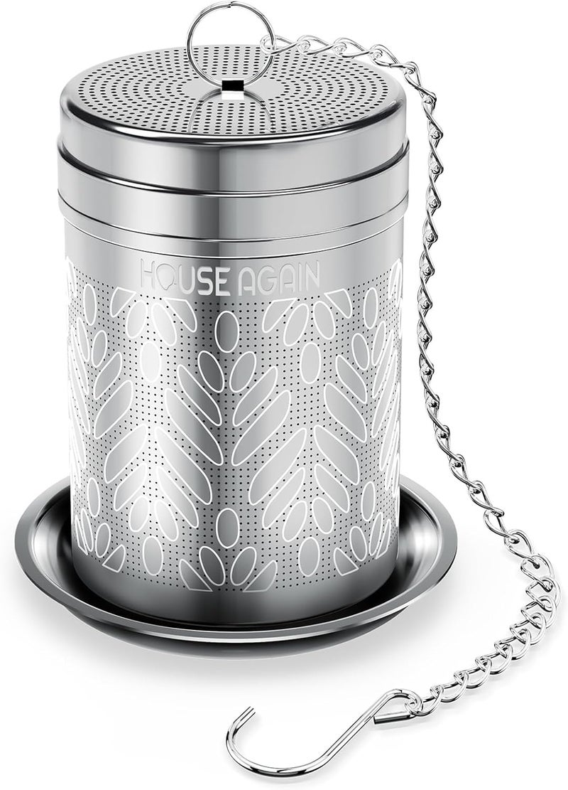 HOUSE AGAIN Tea Strainers for Loose Tea, Extra Fine Mesh Tea Infuser, Updated Slim Threaded Lid & 304 Stainless Steel, Tea Ball Filter Bags Diffusers, Loose Leaf Tea Steeper for Brew Spices - Image 1