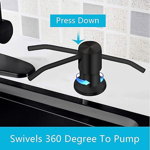 izolor Soap Dispenser for Kitchen Sink, Countertop Soap Dispenser Pump, 47" Silicone Extension Tube Connect to The Soap Bottle Directly, Say Goodbye to Frequent Refills (Black) - Image 2