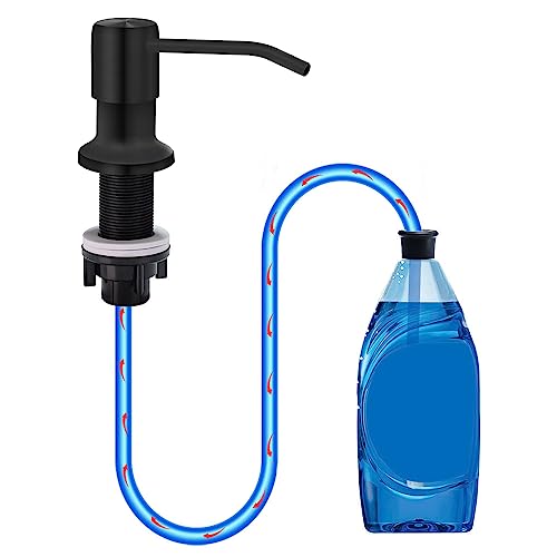 izolor Soap Dispenser for Kitchen Sink, Countertop Soap Dispenser Pump, 47" Silicone Extension Tube Connect to The Soap Bottle Directly, Say Goodbye to Frequent Refills (Black) - Image 1