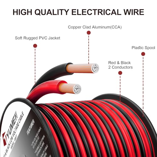 TYUMEN 16 Gauge Wire 100FT, 16/2 AWG Red Black Hookup Electrical Wire LED Strips Extension Cord 12V/24V DC Cable, 16AWG 2 Conductors Flexible Wire for in-Home, Autos, Schools use - Image 2