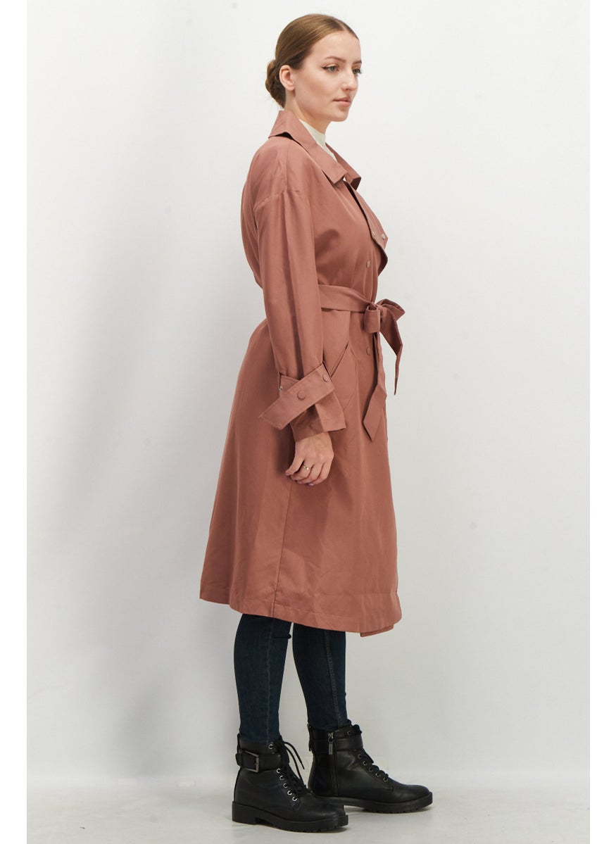 VERO MODA - Women Double Button Trench Coat, Dusty Rose - Image 1