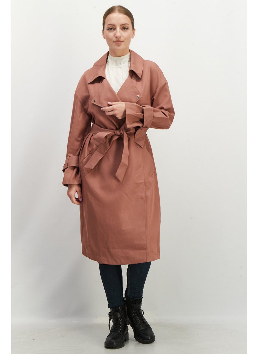 VERO MODA - Women Double Button Trench Coat, Dusty Rose - Image 1