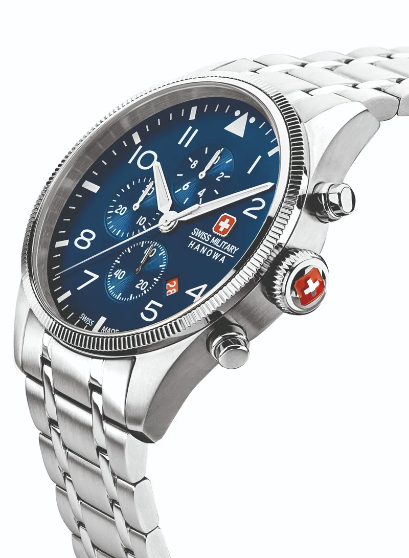 SWISS MILITARY HANOWA Men's Swiss Military Thunderbolt Chrono Watch For Men With Silver Bracelet 43mm 10ATM - SMWGI0000403