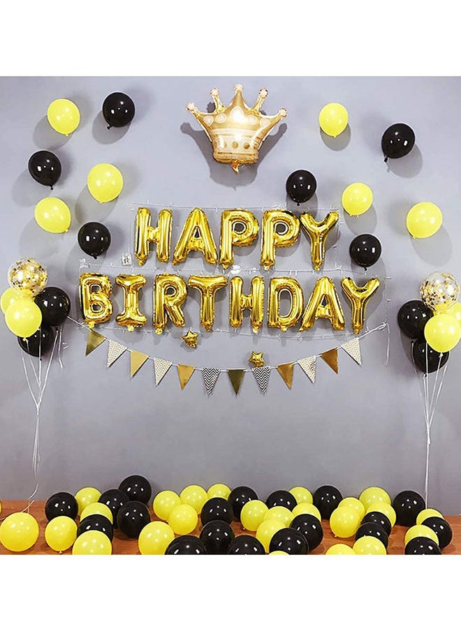 MARKQ - Gold Happy Birthday Balloon Banner [16 Inch] - Mylar Foil Birthday Letter Sign for Kids and Adults Party Decorations - Image 1
