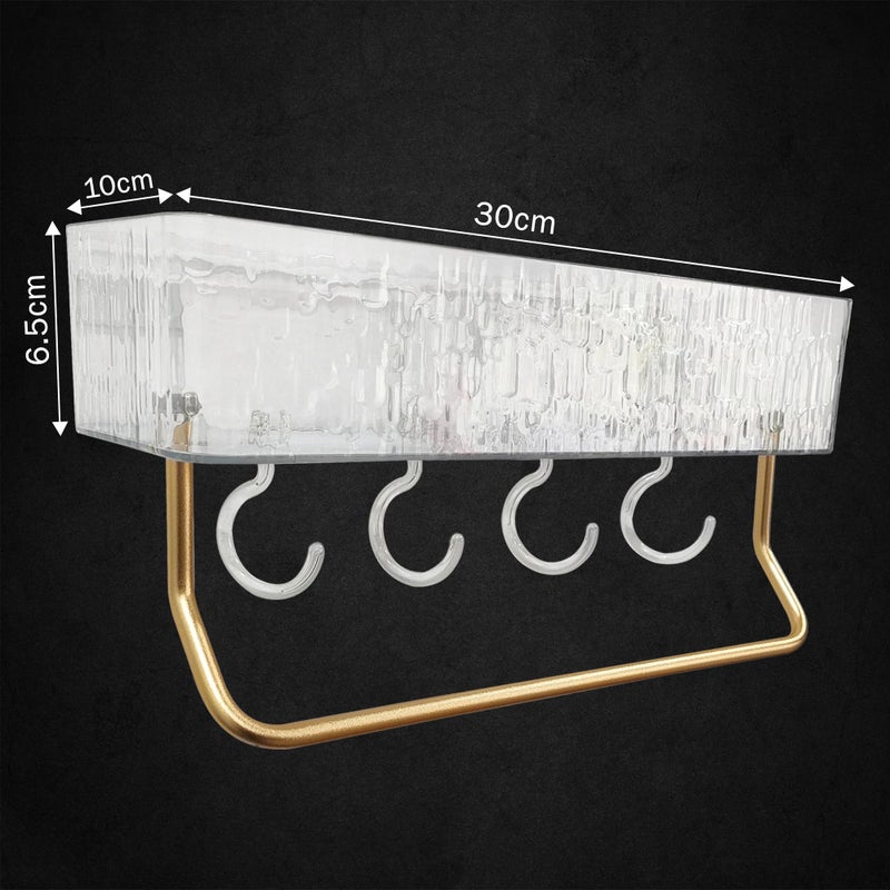 IBELL Waterproof No-Punch Shower Shelf Organizer with Hooks & Towel Rack | Bathroom Storage Rack for Shampoo & Shower Gel | Easy Installation Shower Caddy - Image 5