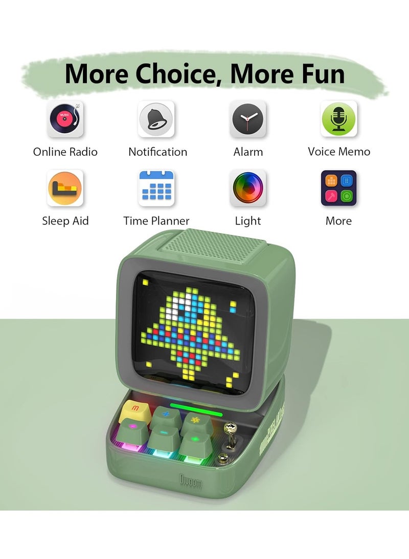 Divoom Ditoo Pro Bluetooth Mini Speaker – Retro Pixel Display, 10W Sound, Custom LED Art, Green - Image 2