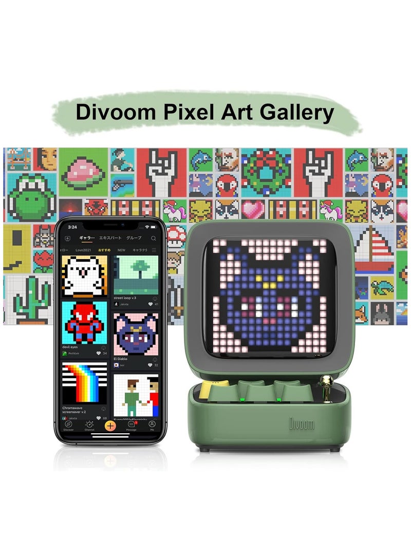 Divoom Ditoo Pro Bluetooth Mini Speaker – Retro Pixel Display, 10W Sound, Custom LED Art, Green - Image 3