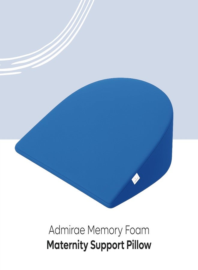 ADMIRAE Half Moon Shape Pregnancy Pillow for Sleeping, Maternity Support, Nursing | Multipurpose Pillow for Back, HIPS, Legs, Belly Support with Removable Washable Velvet Cover, Blue - Image 2